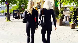 Leggings Walking on Mannerheimintie | Tight Sporty Blonde Style in Helsinki Finland | Summer