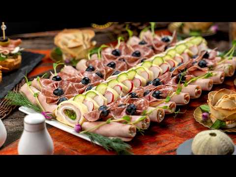 Quick Ham & Melted Cheese Roulade Platter. Easy Holiday Appetizer Recipes