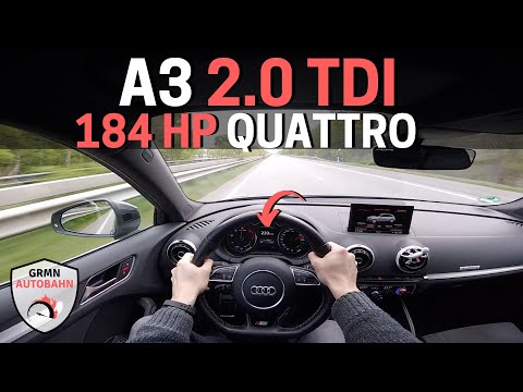 Audi A3 2.0 TDI 184 HP 8V Quattro - Better than GTD? | TOP SPEED Acceleration + LAUNCH CONTROL
