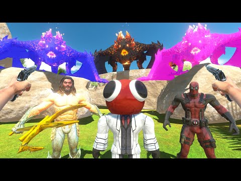 FPS Avatar Rescues Aquaman and Fights Lava Dragon - Animal Revolt Battle Simulator