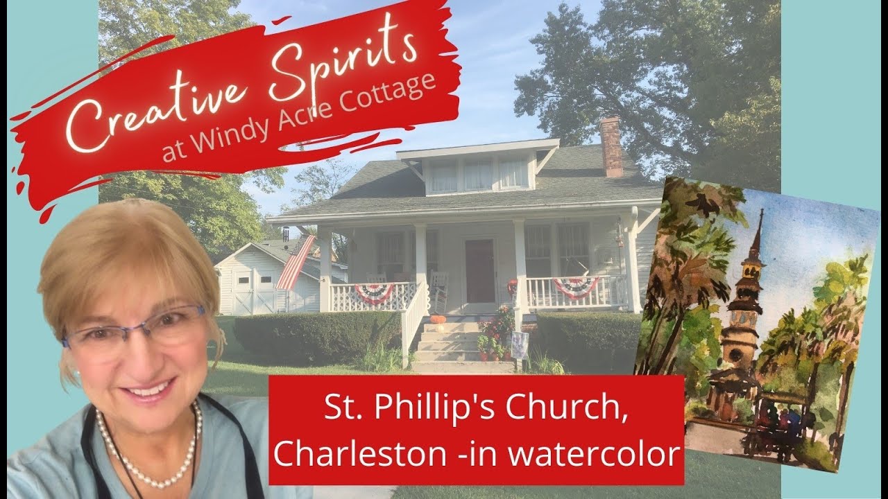 St. Phillip's Church, Charleston, painted in Watercolor