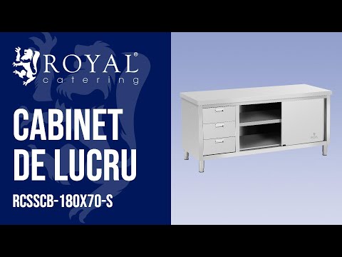 video - Dulap de lucru - 180 x 70 x 85 cm - Royal Catering - capacitate de încărcare 600 kg - 3 sertare