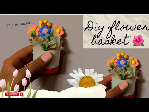 DIY clay flowers basket 🧺🌺/easy decoration piece / it's me areeba💖