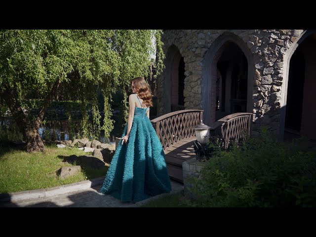 Strap gown with ruffle skirt