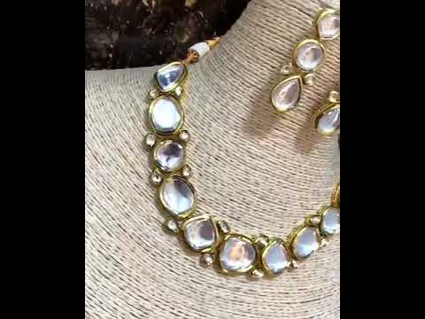 Imitation kundan gold inspired necklace set