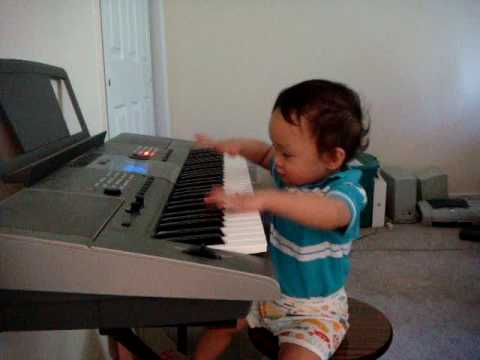 Ethan plays keyboard at 16 months