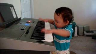 Ethan plays keyboard at 16 months