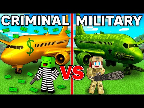 Mikey CRIMINAL vs JJ MILITARY Airplane Survival Battle in Minecraft - Maizen