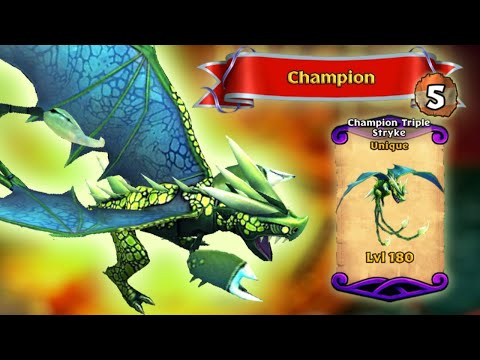CHAMPION TRIPLE STRYKE — Unique Brawler Dragon Max Level 180 Showcase | Dragons: Rise of Berk