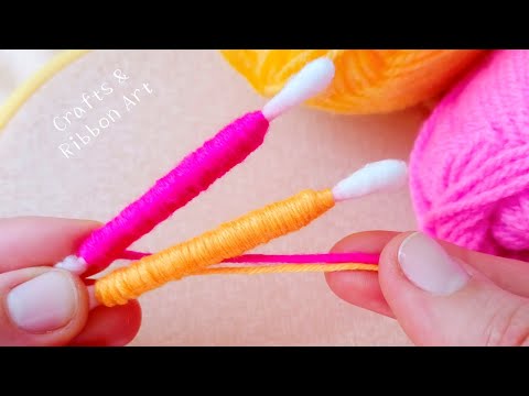 It's so Cute 🌺💖 Superb Flower Craft Idea with Wool - NEW Hand Embroidery Amazing Flower Design