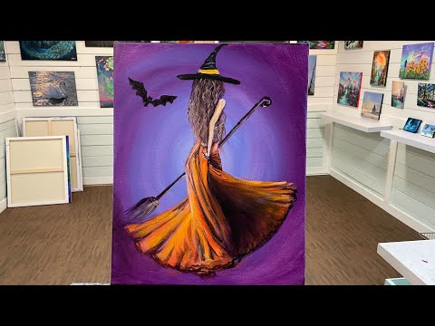 How To Paint A PRETTY WITCH 🧙‍♀️ acrylic step by step painting tutorial