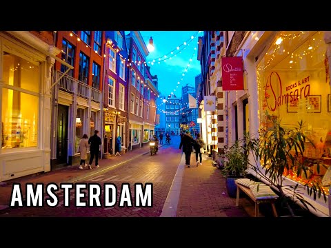🇳🇱 Calm Amsterdam Streets Walking Tour - 4K Winter in Netherlands 2022
