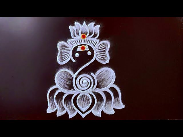 Vinayagar rangoli kolam design by easy and simple rangoli - video 2