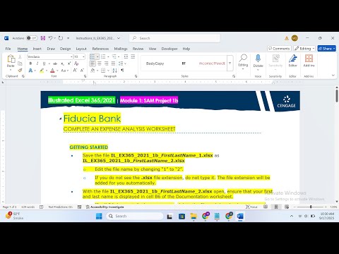 Illustrated Excel 365 2021  Module 1 SAM Project 1b Fiducia Bank | IL_EX365_2021_1b
