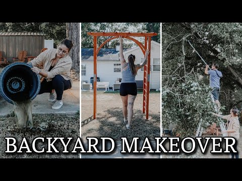 DIY BACKYARD MAKEOVER | TRIMMING TREES | BUILDING A GARDEN ARBOR | DIY CONTAINER GARDEN | YARD WORK