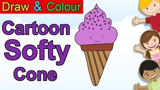Cartoon Softy Cone - Draw & Color in Easy Way