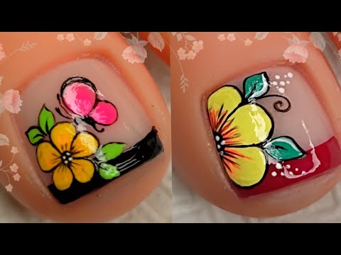 2 HERMOSAS IDEAS para decorar UÑAS con flores 🌸 |ARTE EN UÑAS 💅 🦶