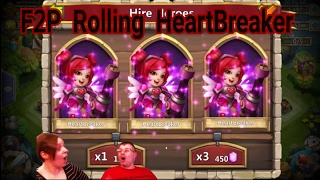 Castle Clash F2P 9K Gem Rolling for HeartBreaker Crazy Video