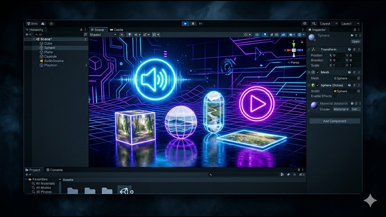 Unity Basics for Beginners |Unity Tutorial for Beginners | Cube, Sphere, Audio & Video in One Scene