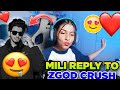 Mili Reply To ZGod on Crush😀| ZGod Revealed This 🤫 #mili #zgod #godlike