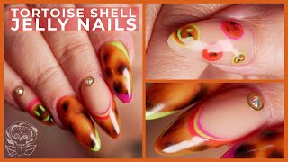 🐢Tortoise Shell Nails With Jelly Top Coat🐢