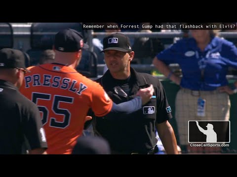 Ejection 058 - Vic Carapazza Tosses Ryan Pressly for Arguing Late-Game Warnings in Kansas City