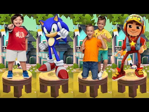 Tag with Ryan vs Sonic Dash vs Vlad and Niki vs Subway Surfers - All Characters all Costumes