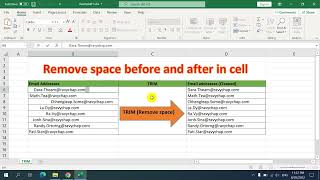 TRIM formula in Excel to remove spaces before and after text