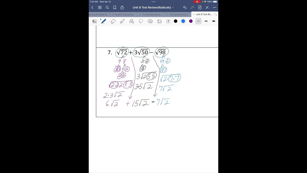 Unit 8 test review answers