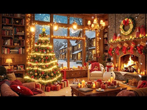 Instrumental Christmas Music With Fireplace🎁New Year's Eve Ambience with Happy New Year Song 2026🎉