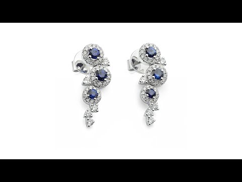 Diamond and Blue Sapphire Drop Earrings