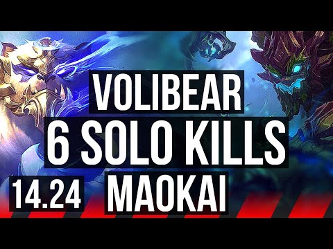 VOLIBEAR vs MAOKAI (TOP) | 6 solo kills, 500+ games | KR Diamond | 14.24