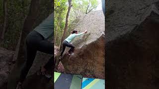 Video thumbnail of Problem 5 (Boulder 1, Roc de l'Avi). Can Bruguera