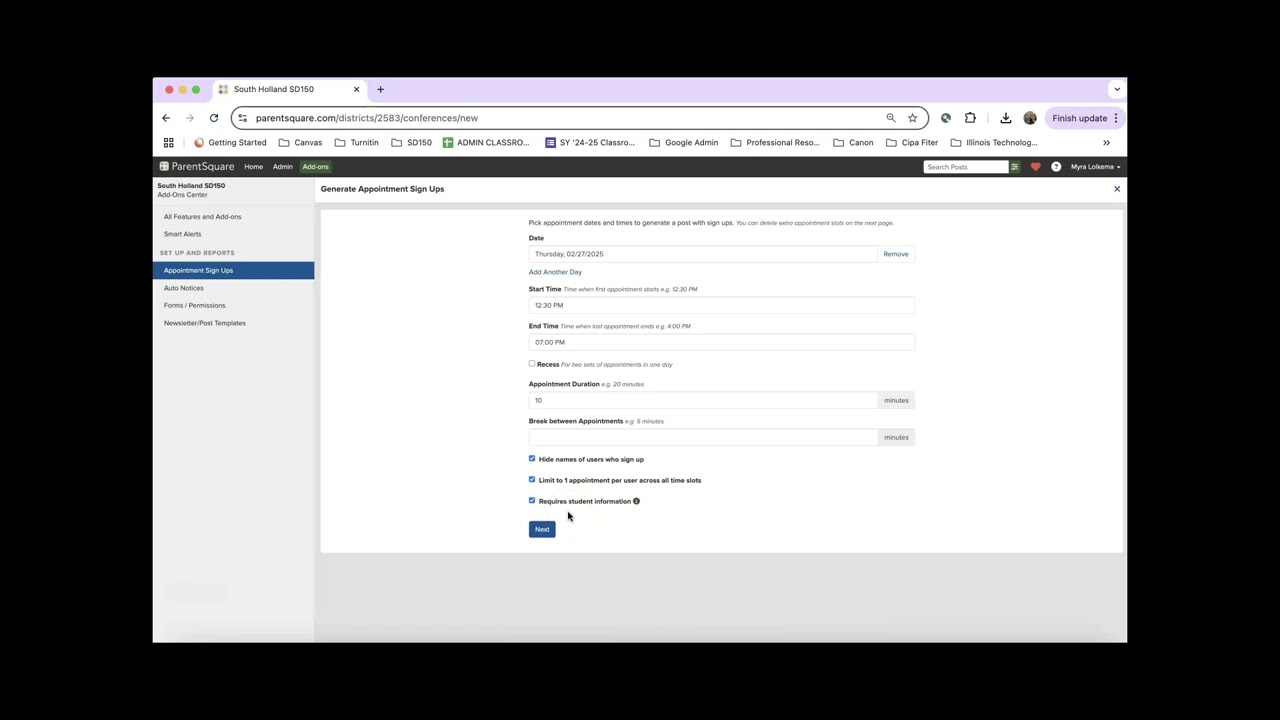 ParentSquare PT Conference Setup