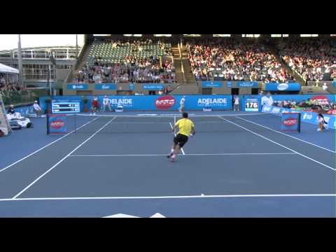 Ivan Dodig vs Feliciano Lopez Knee to the Ground - World Tennis Challenge 2014
