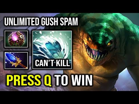 How to Press Q to Win Infinite AOE Gush Spam 100% Unkillable Tidehunter Dota 2