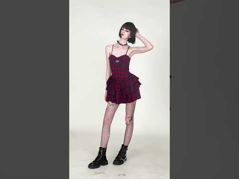 Red Tartan Punk Mini Dress with Tiered Frills