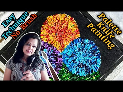 Easy Technique with palette knife Acrylic painting of hydrangea for beginners Paint textured flowers