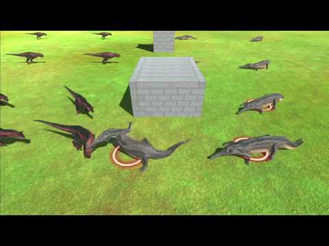 8 Carnotaurus in night vs all units - Animal Revolt Battle Simulator