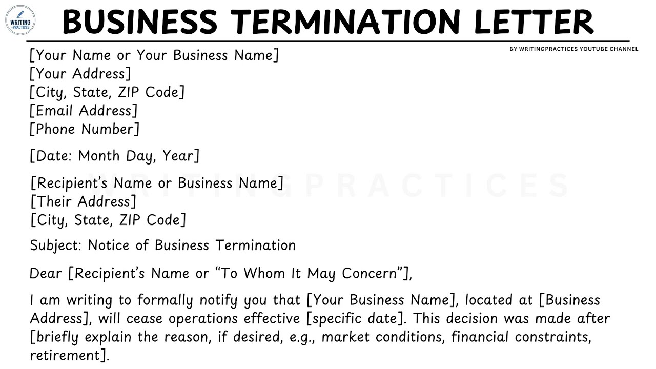 [LETTER TEMPLATE] How To Write A Business Termination Letter Step by Step Guide | Writing Practices