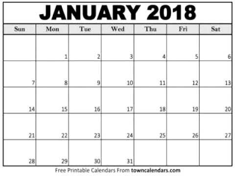 January 2018 Calendar