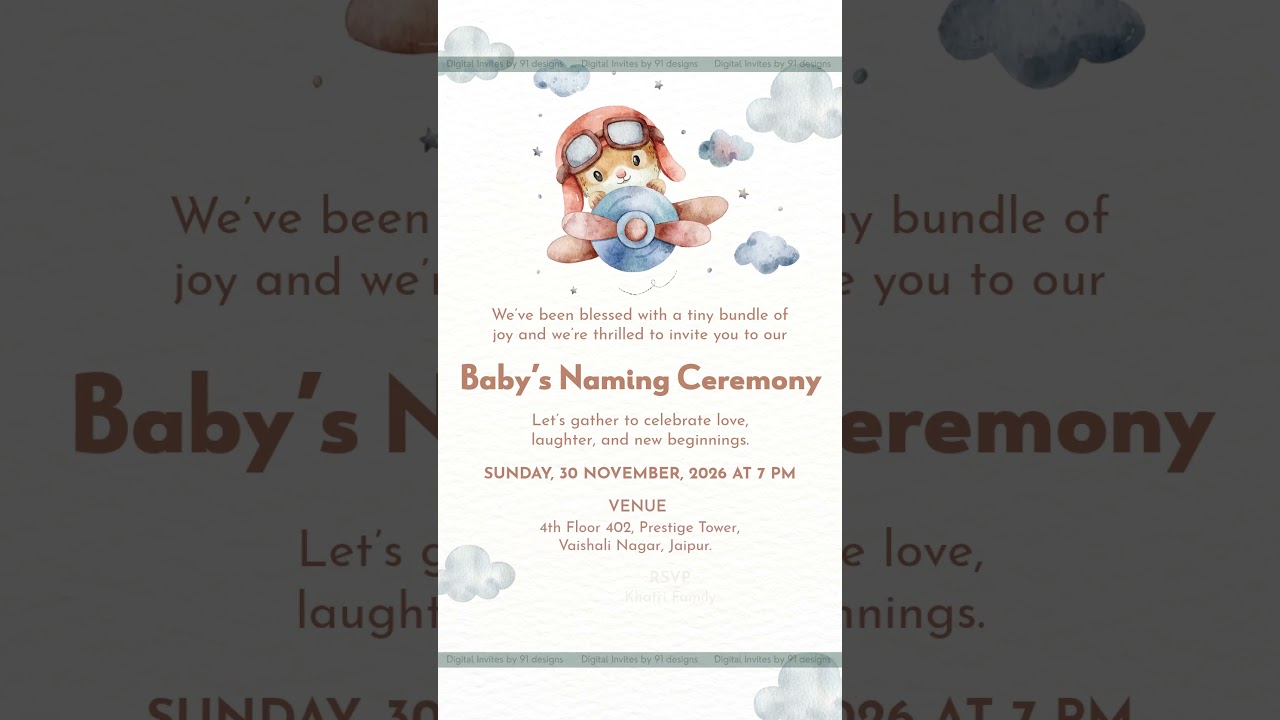 Soft Blue Baby Boy Naamkaran Card