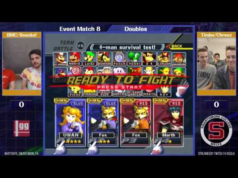 Event Match 8: BMC/Snacks! (Peach/Fox) vs Timbo/Chreez (Fox/Marth) - Losers Round 1