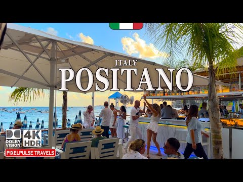 Positano Italy 4K Walk | Amalfi Coast Luxury Beach Bar Atmosphere 