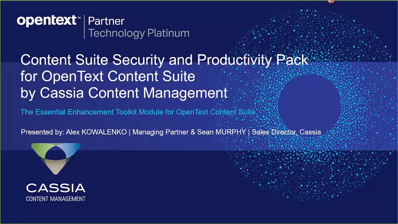 Content Suite Security and Productivity Pack for OpenText Content Suite