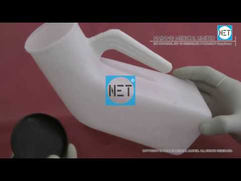 Urinal - Male, Plastic (White HDPE), Graduated with Lid. Item Code: HH925