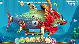 Hungry Shark World - Legendary Great White Unlocked and Fully Upgraded - All 38 Sharks Unlocked