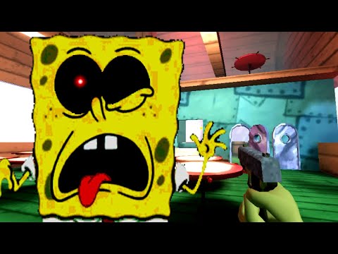 SpongeBob has a Gun?! NEW SpongeBob Horror game [KRUSTY ZOMBIES]
