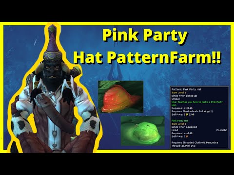 Pink Party Hat Pattern Farm!! | Shadowlands Tailoring Pattern | Cosmetic Tailoring Pattern