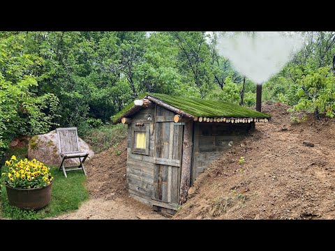 The man lives alone in his small cabin in the deserted village! He cooks traditional food.